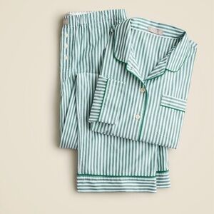 J. Crew Pajama Set in Green and White Stripes